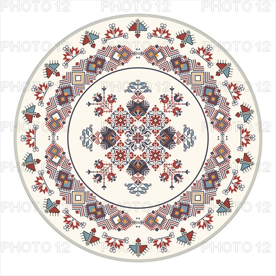 Traditional Bulgarian embroidery design element over white background