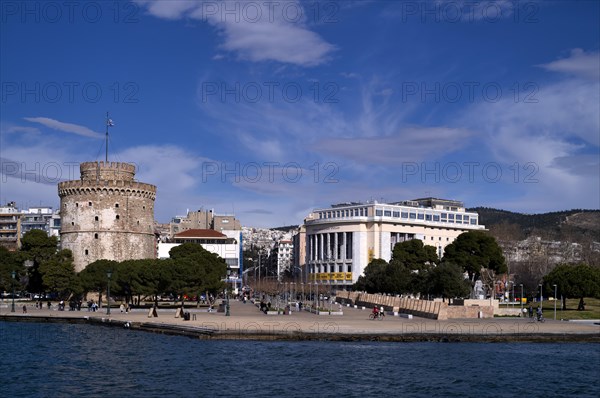 White Tower, Royal Theatre, State Theatre, waterfront promenade, Thessaloniki, Macedonia, Greece, Europe