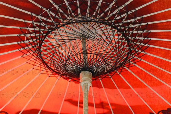 Umbrella in an umbrella factory, near Heho, Shan State, Myanmar, Asia