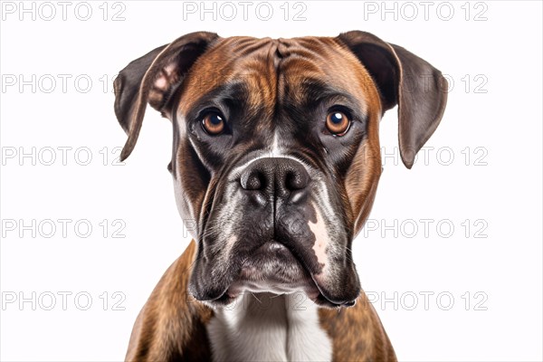 Portrait of Boxer dog on white background. KI generiert, generiert AI generated