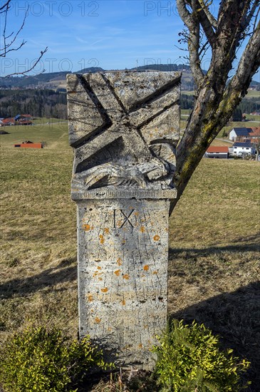 Stone relief, Way of the Cross station number 9 on the Buchenberg, Buchenberg, Allgaeu, Bavaria, Germany, Europe
