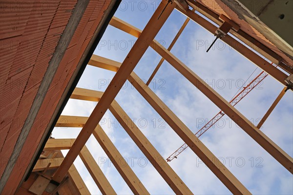 Timber construction and carpentry work on a new residential building