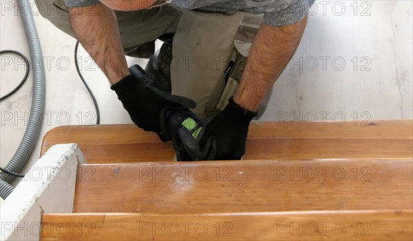 Renovation of a wooden staircase in an old building