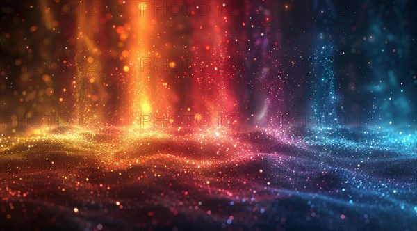 Abstract image of sparkling colored particles with a bokeh effect, ai generated, AI generated