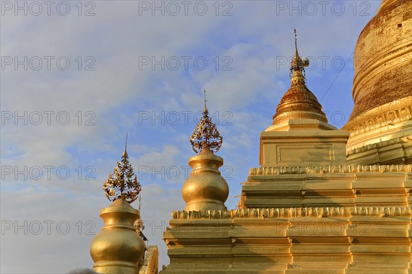 Gilded stupa of the Kuthodaw Pagoda, Mandalay, Myanmar, Asia