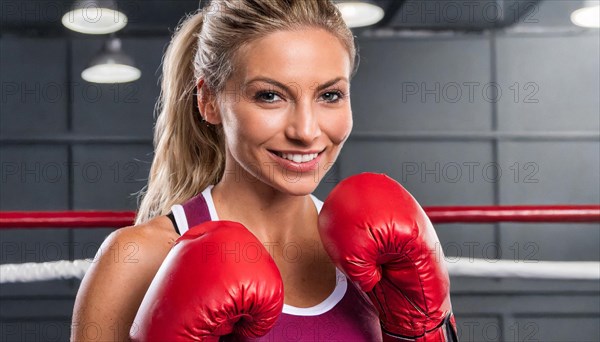 AI generated, woman, woman, 35, years, thai, thai, sport, boxing, gloves, thai boxing, muay thai, one person, portrait, athletic, fight, fighting, popular sport, thai boxer, boxing, boxing ring, blond, blonde, blonde, european