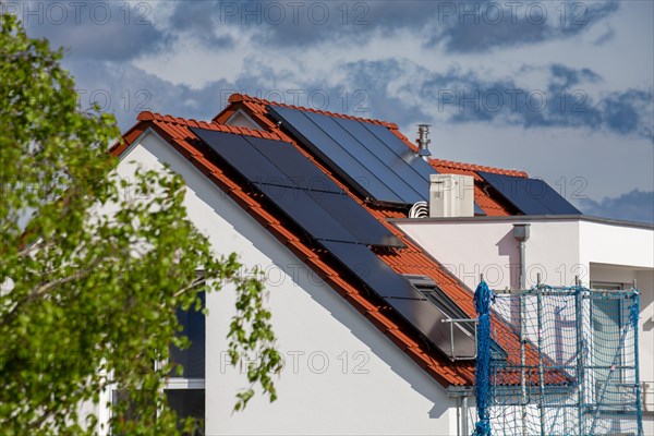 House with newly installed solar panels