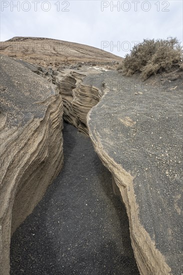 Volcanic fissure, Las Grietas, Lanzarote, Canary Islands, Spain, Europe