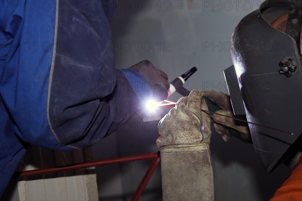 Metal worker during welding work