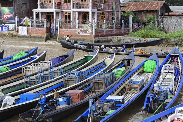 Boats at Inle Lake, Nyaung Shwe, Shan State, Myanmar, Asia