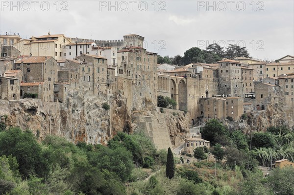 View of the old town of Pitigliano, Tuscany, Italy, Europe