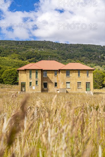 Museum at a historic settlement of the Yaghan aborigines, Wulaia Bay, Navarino Island on the Murray Channel, Patagonia, Chile, South America