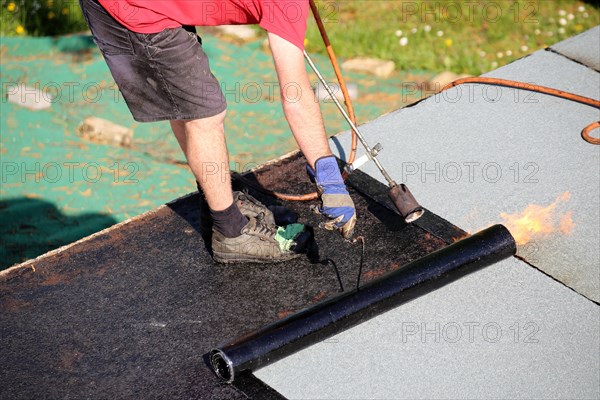 Professional flat roof waterproofing with bitumen welding membranes