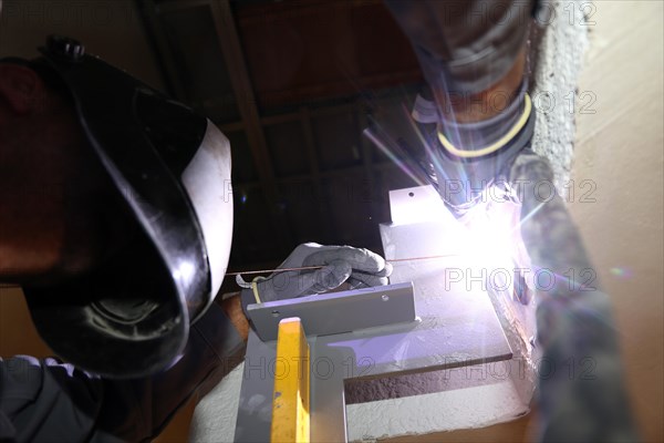 Metal worker during welding work