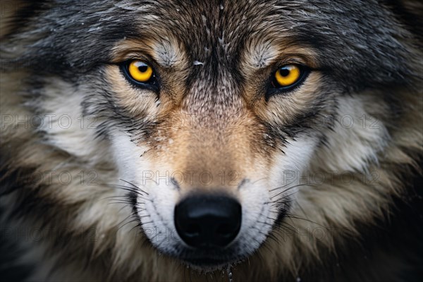 Close up of fave of wild wolf. KI generiert, generiert AI generated
