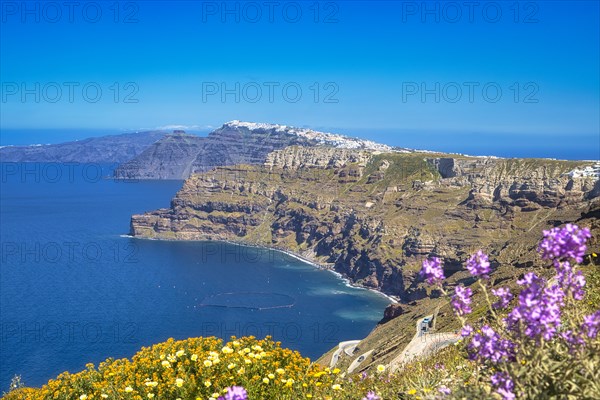 Santorini, view of the caldera, Fira, Cyclades, Greece, Europe