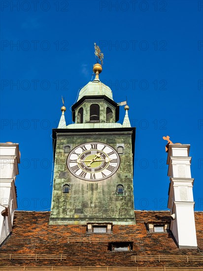 Clock tower at the Landhaus, Graz, Styria, Austria, Europe