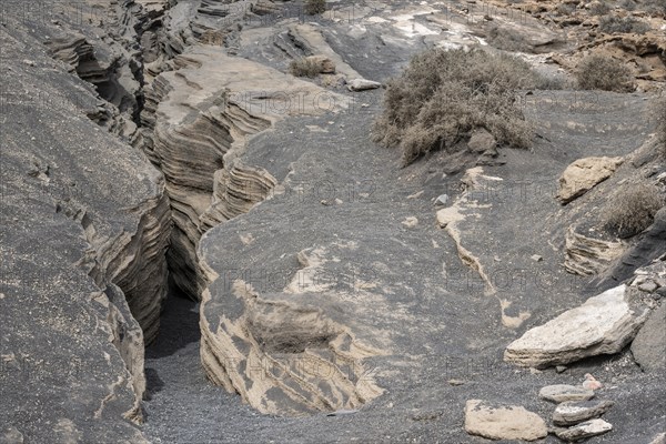 Volcanic fissure, Las Grietas, Lanzarote, Canary Islands, Spain, Europe
