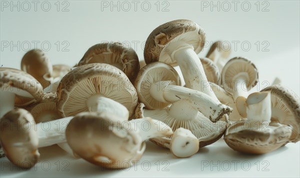 Shiitake mushrooms on white background. Shiitake mushrooms is a kind of mushroom. AI generated