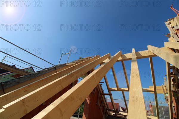 Timber construction and carpentry work on a new residential building