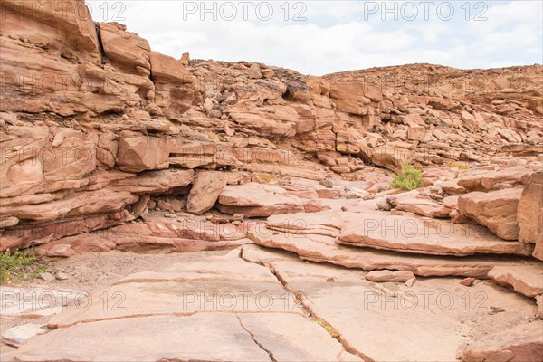 Colored canyon with red rocks. Egypt, desert, the Sinai Peninsula, Nuweiba, Dahab