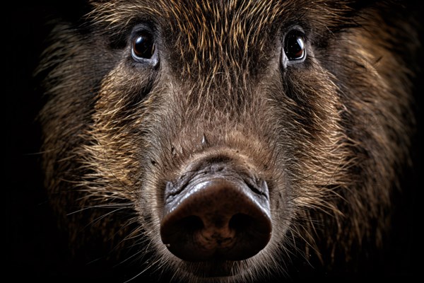 Face of wild boar. KI generiert, generiert AI generated