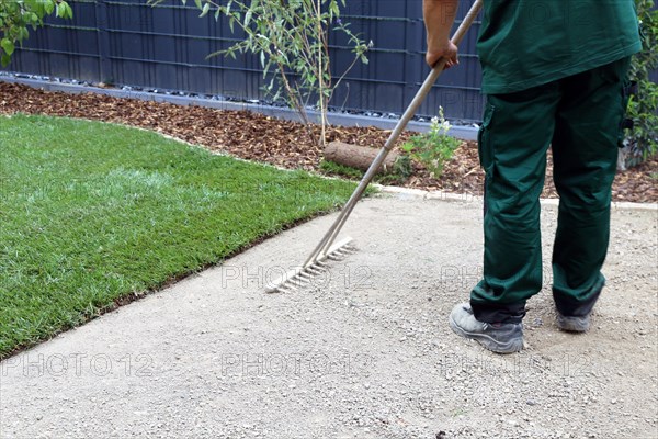 Gardener lays sod