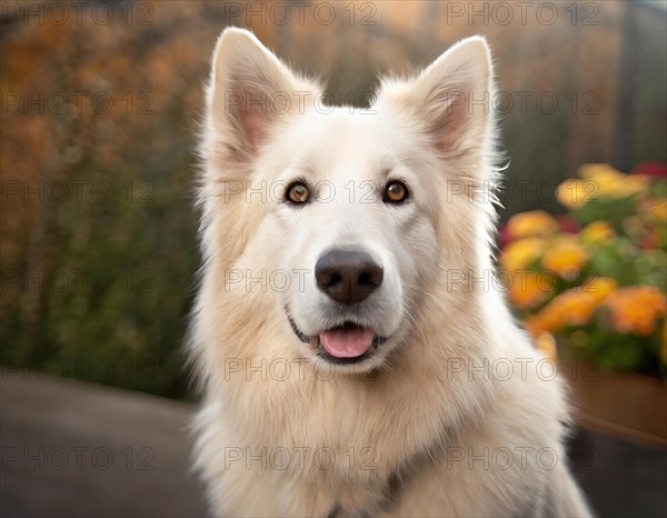 Dog, young dog, White Swiss Shepherd, Berger Blanc Suisse, recognised dog breed from Switzerland (picture KI generated), AI generated