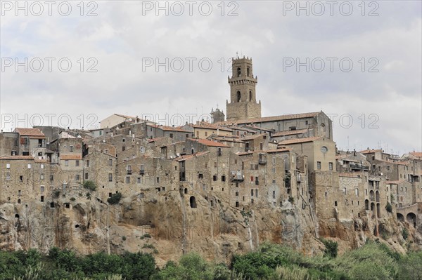 View of the old town of Pitigliano, Tuscany, Italy, Europe