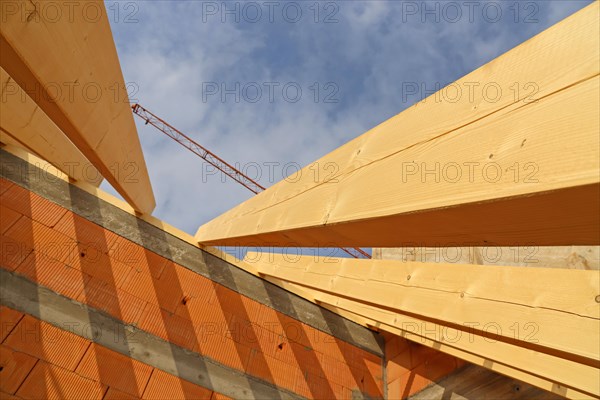 Timber construction and carpentry work on a new residential building