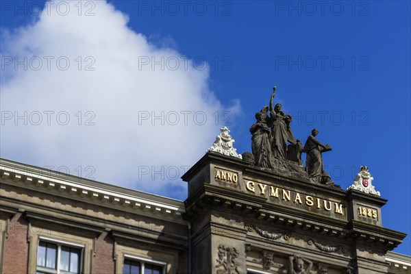 Old facade of high school, school, old building, education, building, historical, architecture, urban, school building, school system, education system, Amsterdam, Netherlands