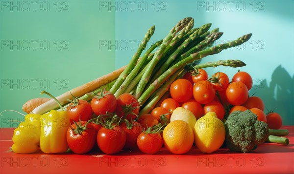 Fresh vegetables on the table in the kitchen. Healthy food concept. AI generated