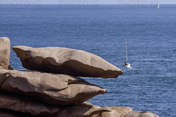 Rock formation on the Cote de Granit Rose, Brittany, France, Europe