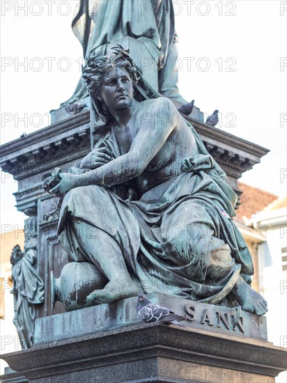 Female figure representing the river Sann, Fountain of Archduke Johann, main square, Graz, Styria, Austria, Europe