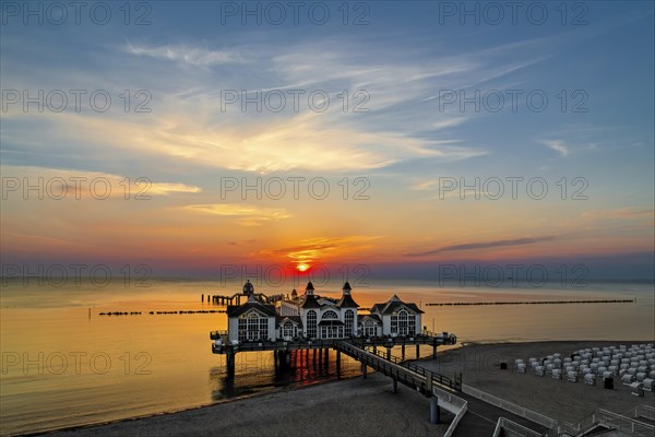 Sunrise on the pier in Sellin on the island of Ruegen