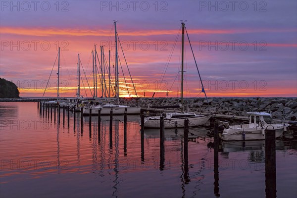 Sunset in the marina of Lohme on Ruegen