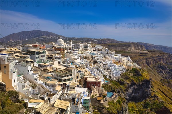 Panoramic view of Fira, Santorini, Cyclades, Greece, Europe