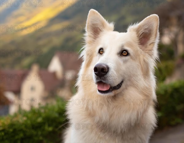 Dog, young dog, White Swiss Shepherd, Berger Blanc Suisse, recognised dog breed from Switzerland (picture KI generated), AI generated