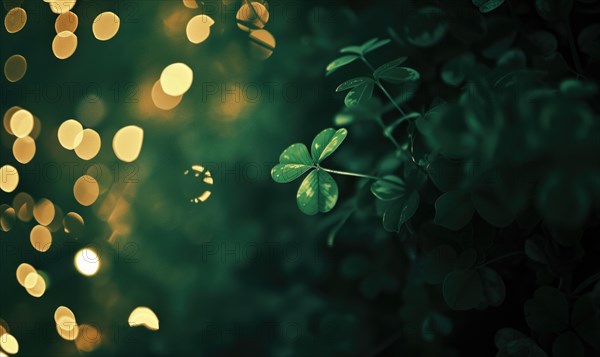 St. Patrick's Day background with bokeh defocused lights. AI generated