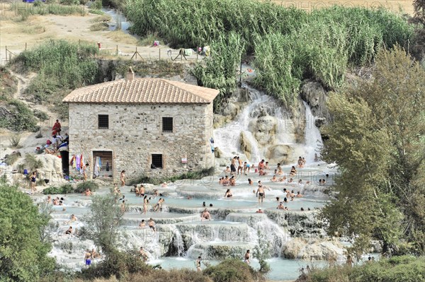 Terme di Saturnia, Cascate del Molino, waterfall, thermal spring, sulphurous thermal water, Saturnia, Province of Grosseto, Tuscany, Italy, Europe
