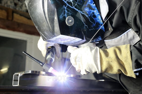 Metal worker during welding work