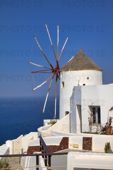 Windmill, Ia, Oia, Santorini, Thira, Cyclades, Greece, Europe