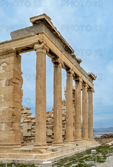 East facade of Erechtheion or Erechtheum, Temple of Athena Polias, Acropolis of Athens, Greece, Europe