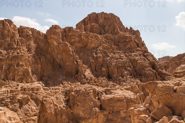 White canyon with yellow rocks, sunny day. Egypt, desert, the Sinai Peninsula, Nuweiba, Dahab