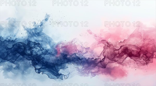 Contrasting smoke-like abstract with dynamic blue and pink flowing forms, ai generated, AI generated
