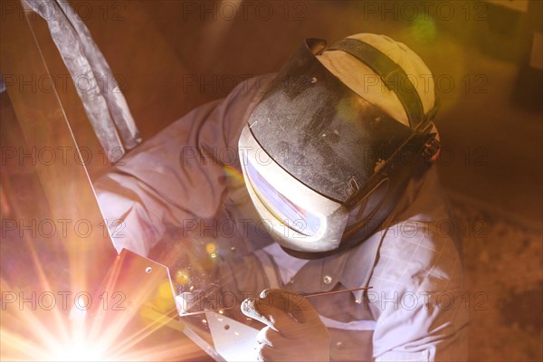 Metal worker during welding work