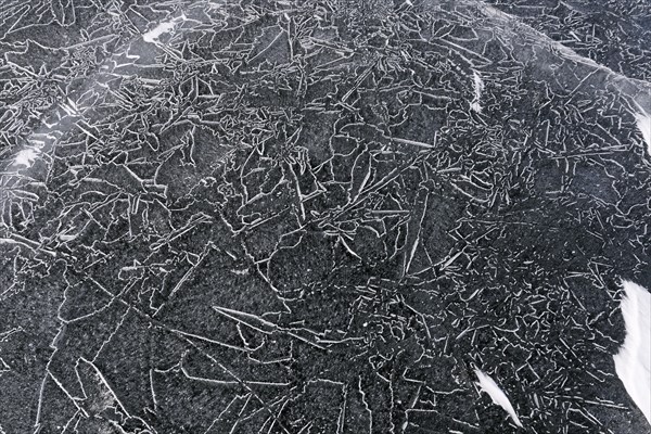 Winter, ice pattern on the Saint Lawrence River, Province of Quebec, Canada, North America