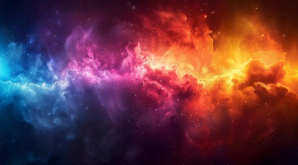Colorful digital artwork resembling a cosmic nebula with vibrant hues, ai generated, AI generated