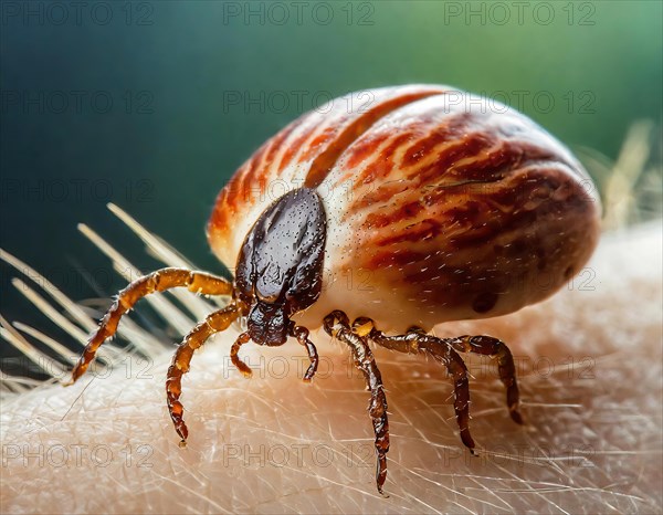 Symbol photo disease vector, insect, tick, Ixodida, close-up (image AI, generated), AI generated