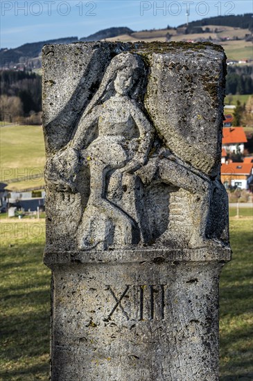 Stone relief, Way of the Cross station number 13 on the Buchenberg, Buchenberg, Allgaeu, Bavaria, Germany, Europe
